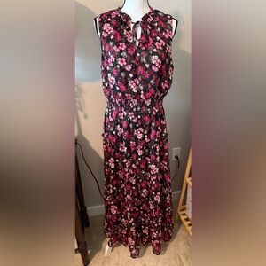 Halogen Floral Sleeveless Tiered Maxi Dress NWT